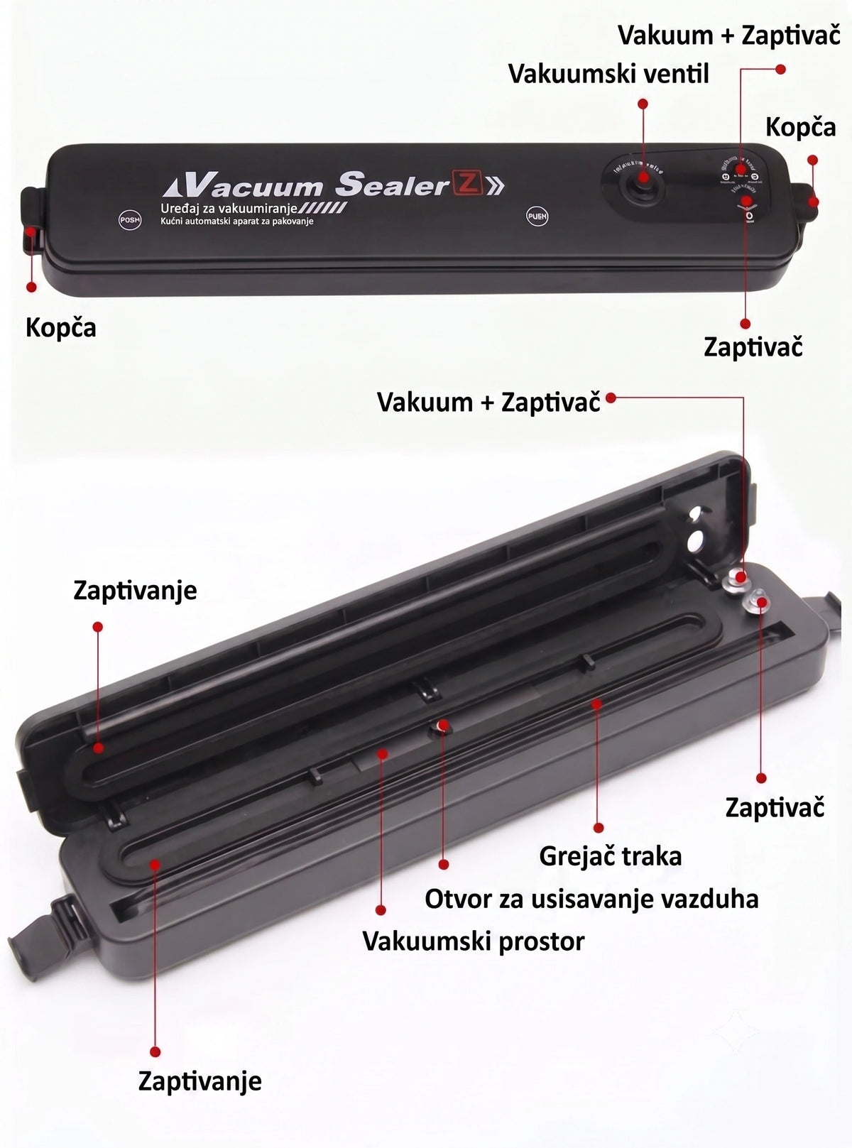 Aparat za vakumiranje hrane + 10 kesa + GRATIS rolna 20cm×5m