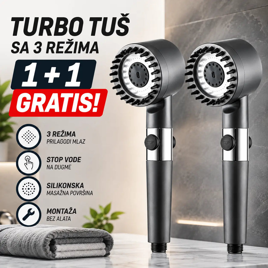 Turbo Tuš sa 3 moda - 1+1 GRATIS