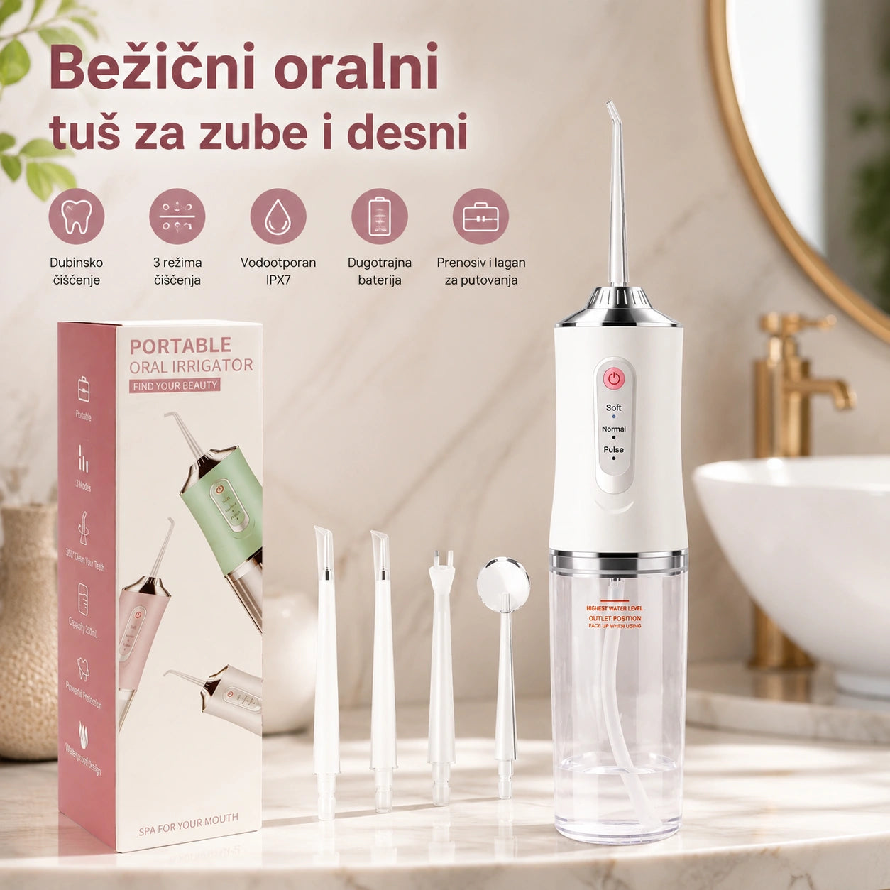 Bežični oralni irigator za zube i desni