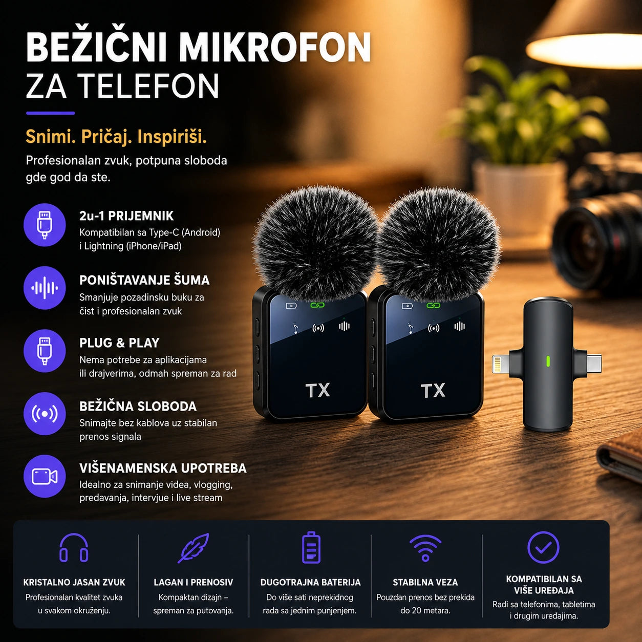 Bežični mikrofon za telefon