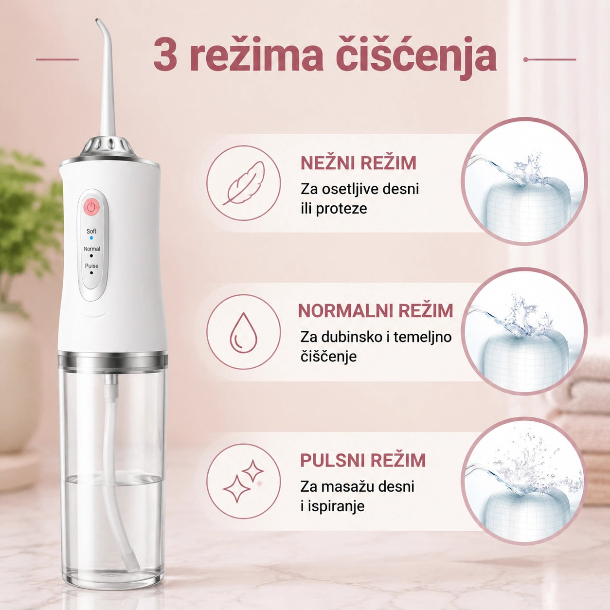 Bežični oralni irigator za zube i desni