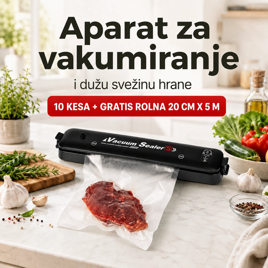 Aparat za vakumiranje hrane + 10 kesa + GRATIS rolna 20cm×5m
