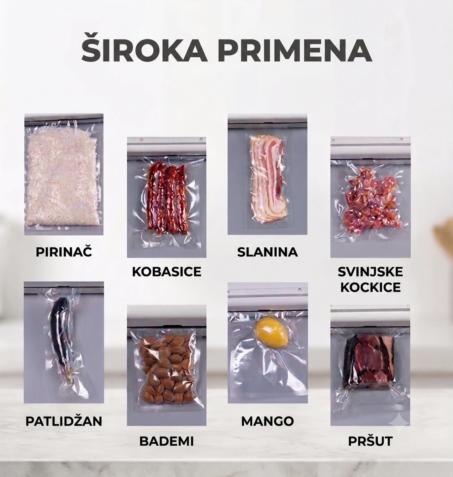 Aparat za vakumiranje hrane + 10 kesa + GRATIS rolna 20cm×5m