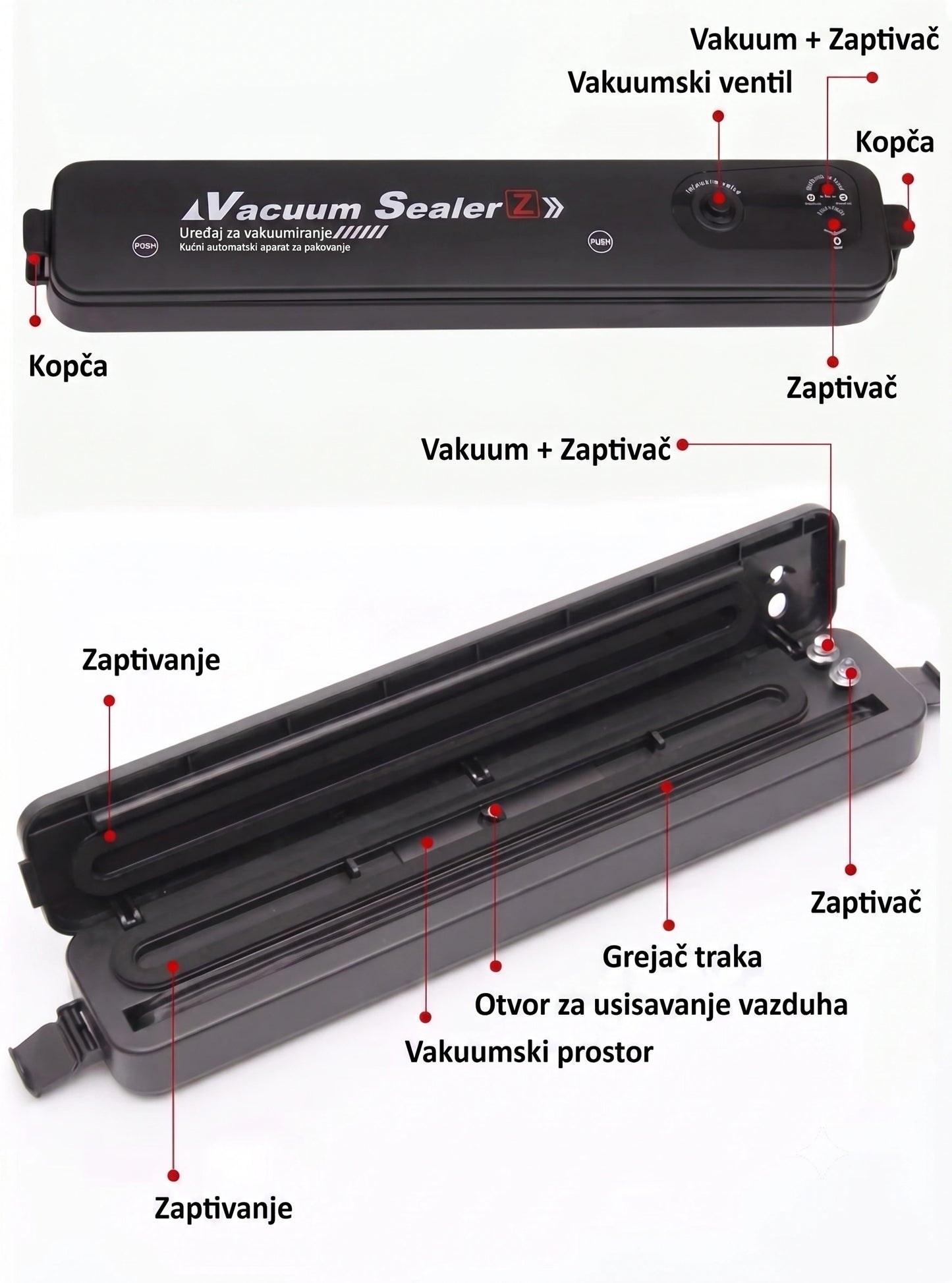 Aparat za vakumiranje hrane + 10 kesa + GRATIS rolna 20cm×5m