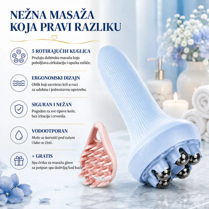 Ručni masažer sa rotirajućim kuglicama + GRATIS Spa četka